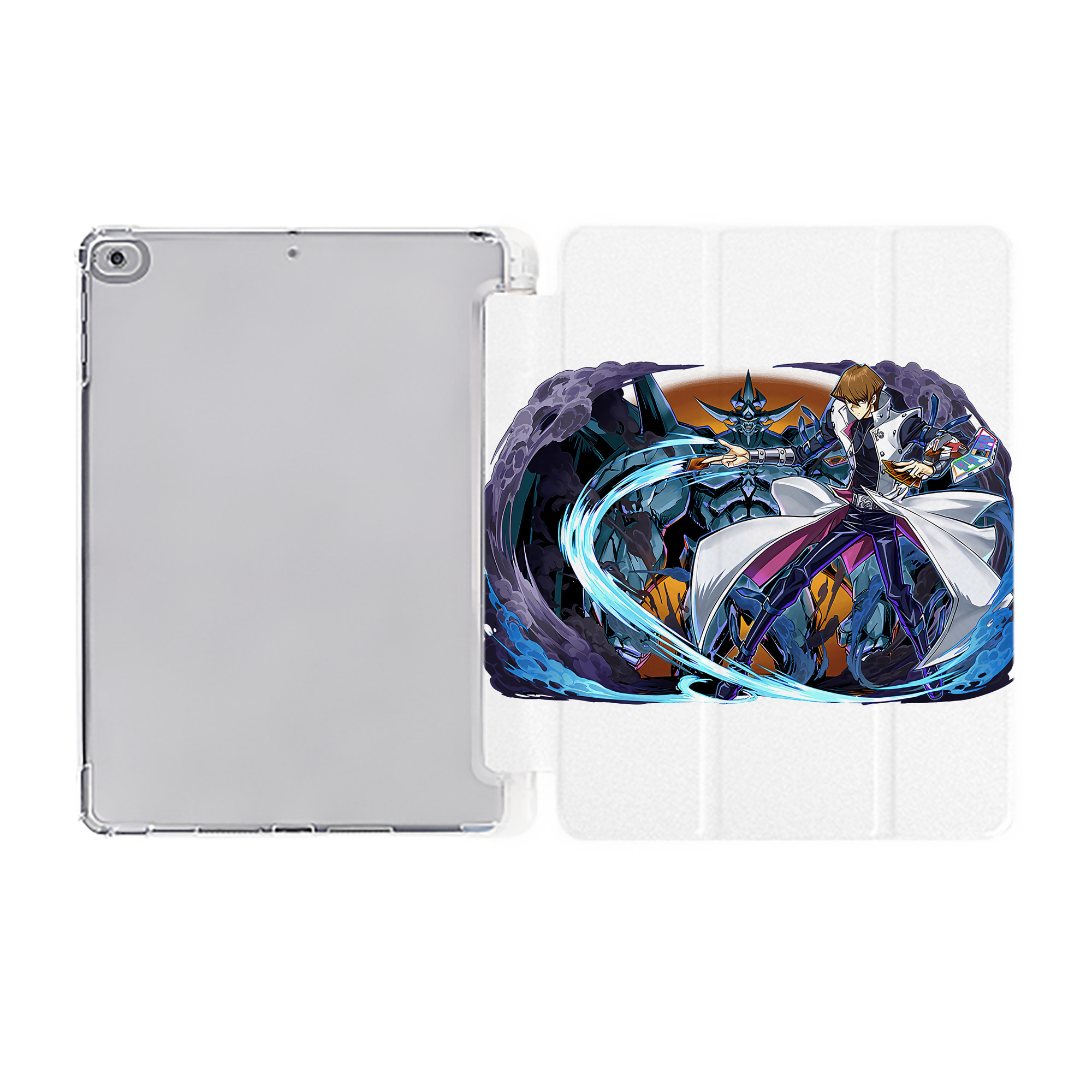 （画像用） 遊☆戯☆王 Yu-Gi-Oh! IPad ケース ペン収納付き 三つ折りスタンド PUレザー×シリコン 対応機種9.5/10.5/10.9インチ